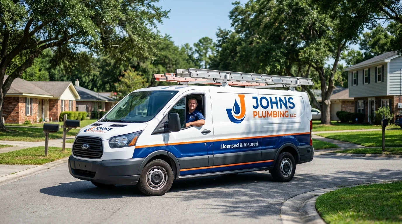 Johns Plumbing LLC service van in Mays Landing, NJ