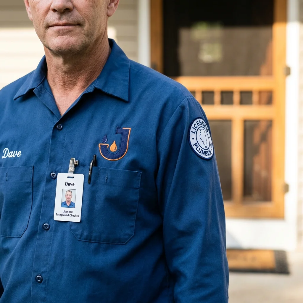 Licensed plumber showing ID badge in Mays Landing, NJ