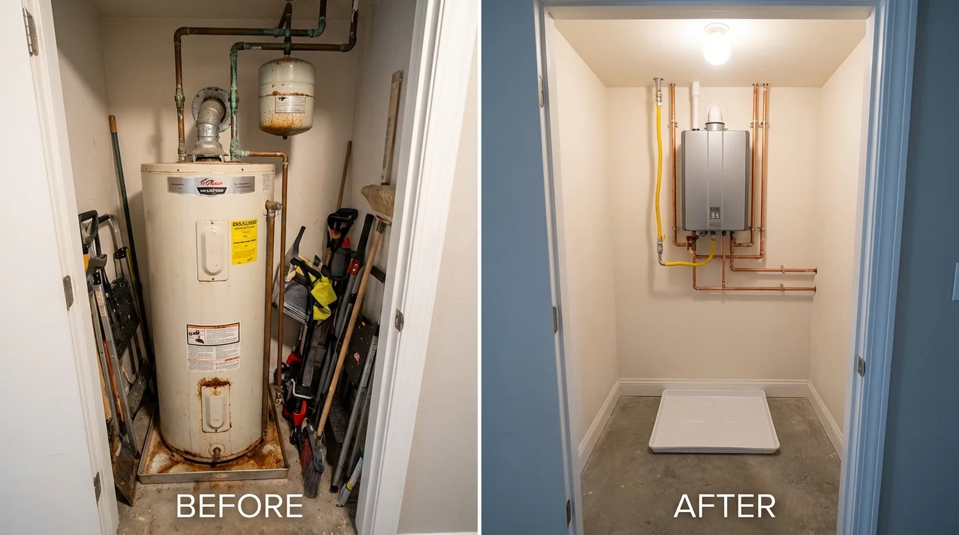 Tank water heater versus wall-mounted tankless unit comparison for Mays Landing, NJ homeowners